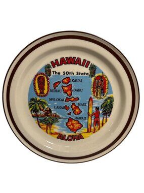 Hawaii Islands Decorative Plate Society Collection Genuine Stoneware 7 3/4"